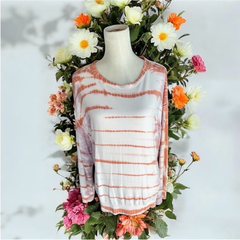 Knox Rose Orange and White Long Sleeve Top